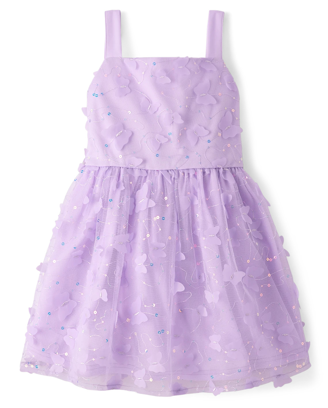 Girls 3D Butterfly Mesh Fit And Flare Dress - purple | The Children's Place
