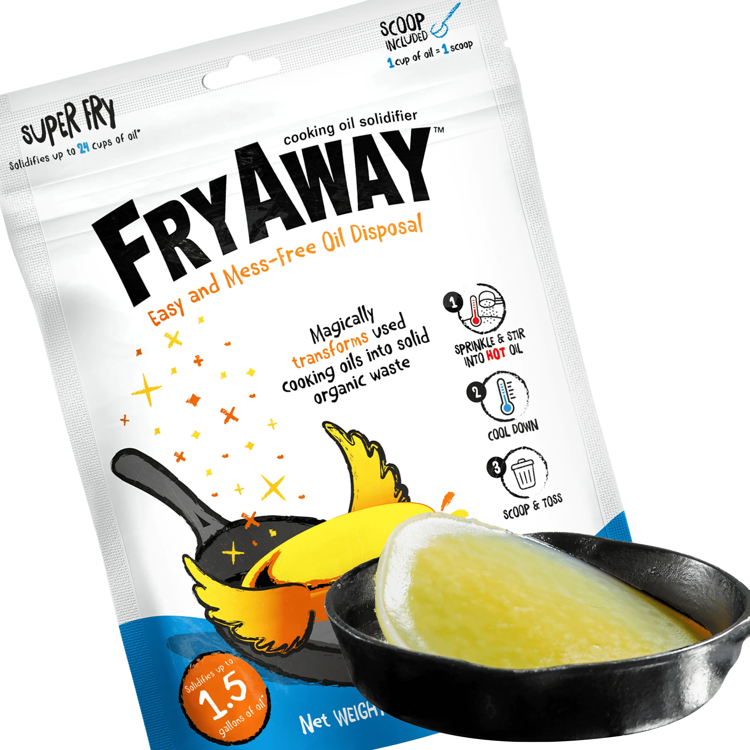 FryAway Super Fry Use Cooking Oil Solidifier Powder, 100% Plant-Based Disposal, For Up To 1.5 Gal... | Walmart (US)