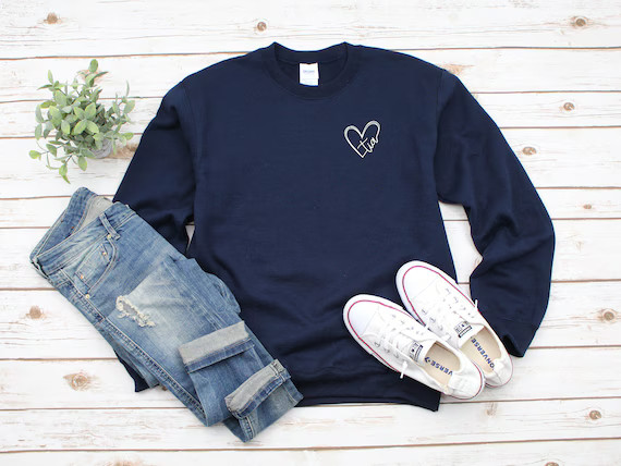 Tia HEART Left Chest Heavy Blend Crewneck Sweatshirt Tia | Etsy | Etsy (US)