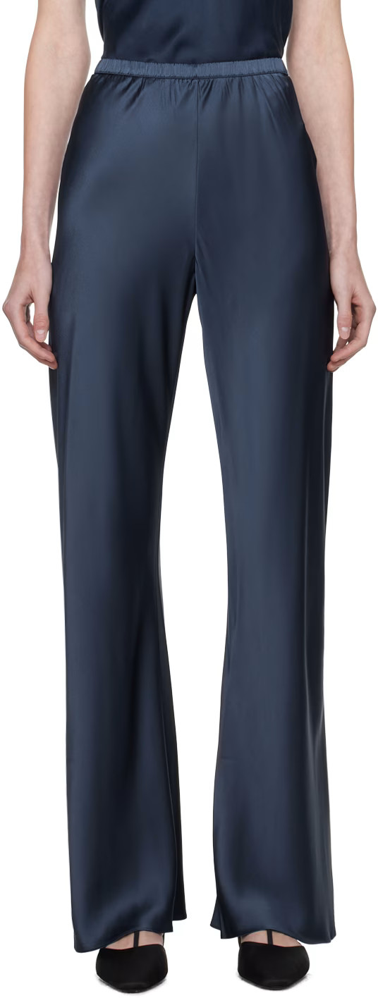 Silk Laundry - Navy Bias-Cut Lounge Pants | SSENSE