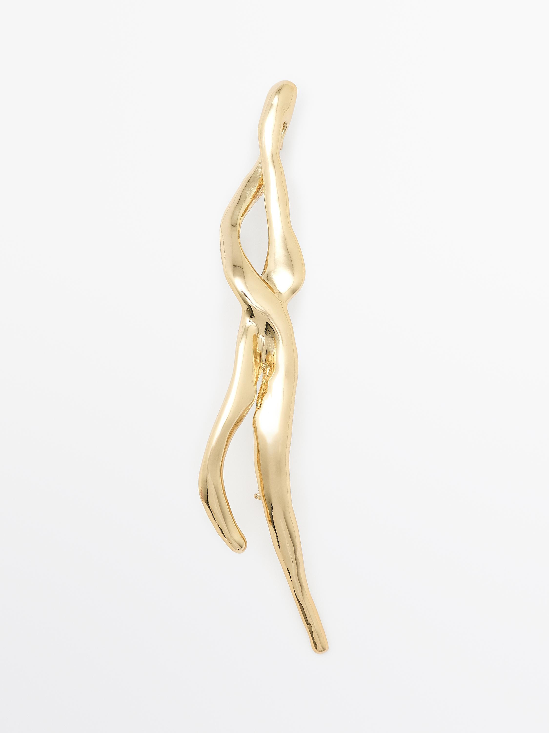Abstract metal brooch | Massimo Dutti UK