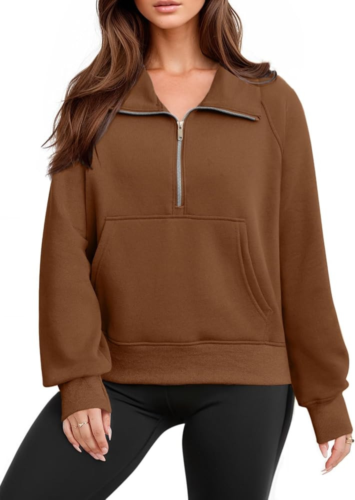 Glamaker Womens Sweatshirts Half Zip Pullover Fleece Cropped Comfort Fall Loose Outfits Fashion L... | Amazon (US)
