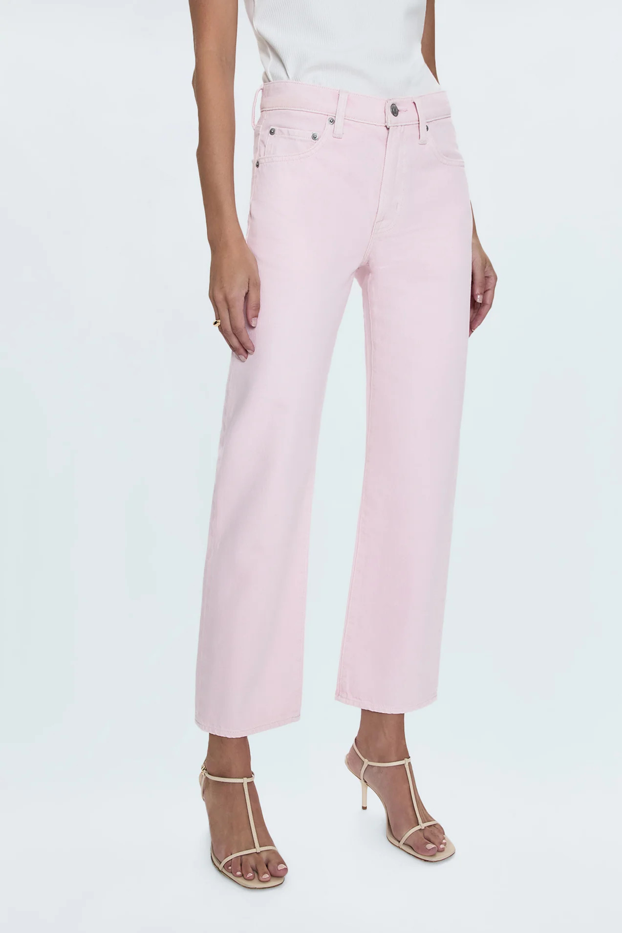 Lexi Mid Rise Bowed Straight Jean - Blush | Pistola Denim