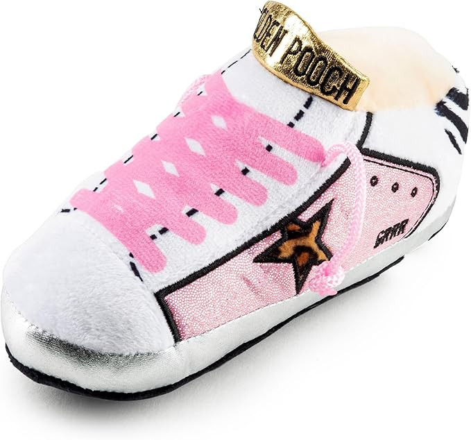 Haute Diggity Dog Pink Golden Pooch Tennis Shoe, Plush Designer Dog Toys with Interactive Squeake... | Amazon (US)
