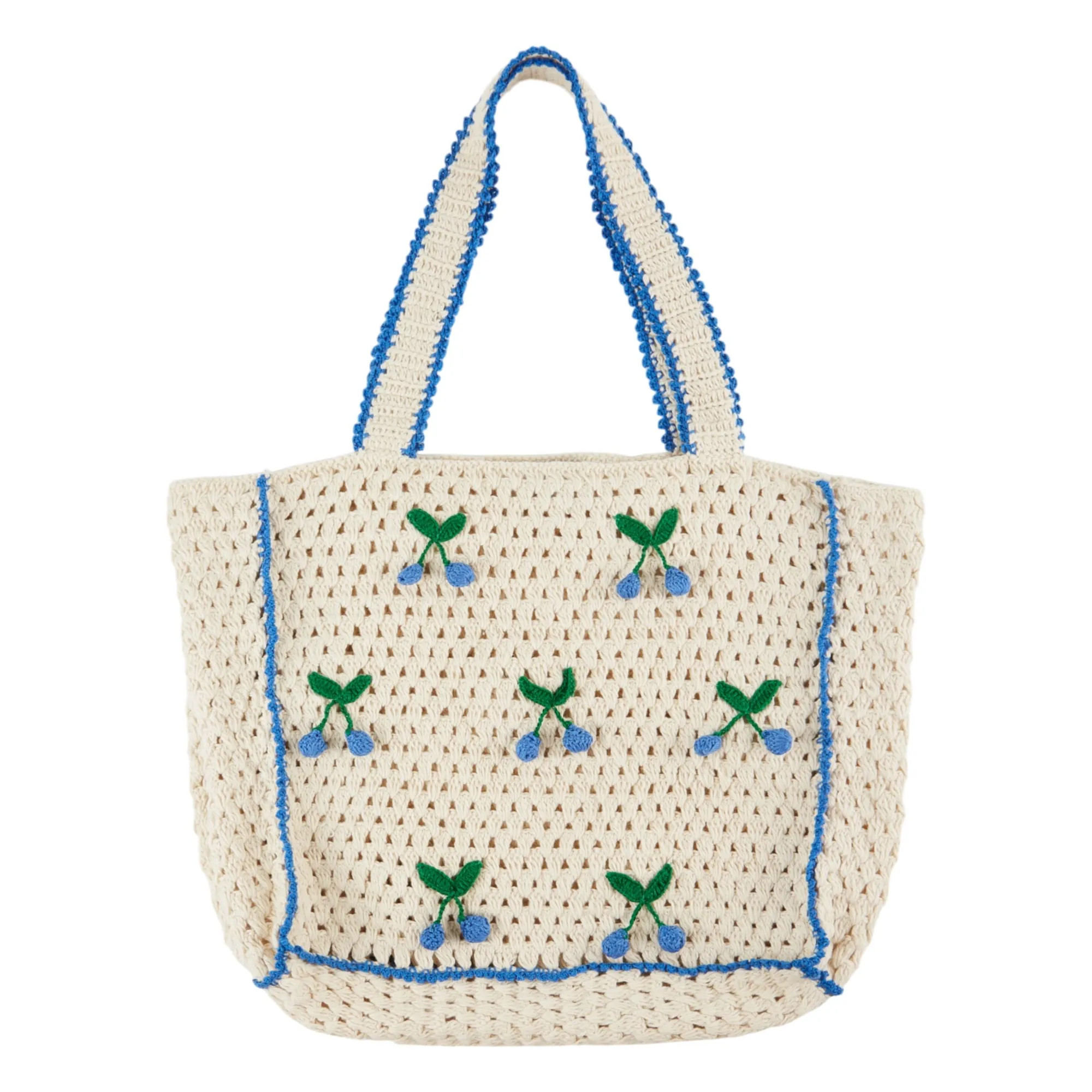 Tasche Cabas Crochet Cerises | Cremefarben | Smallable