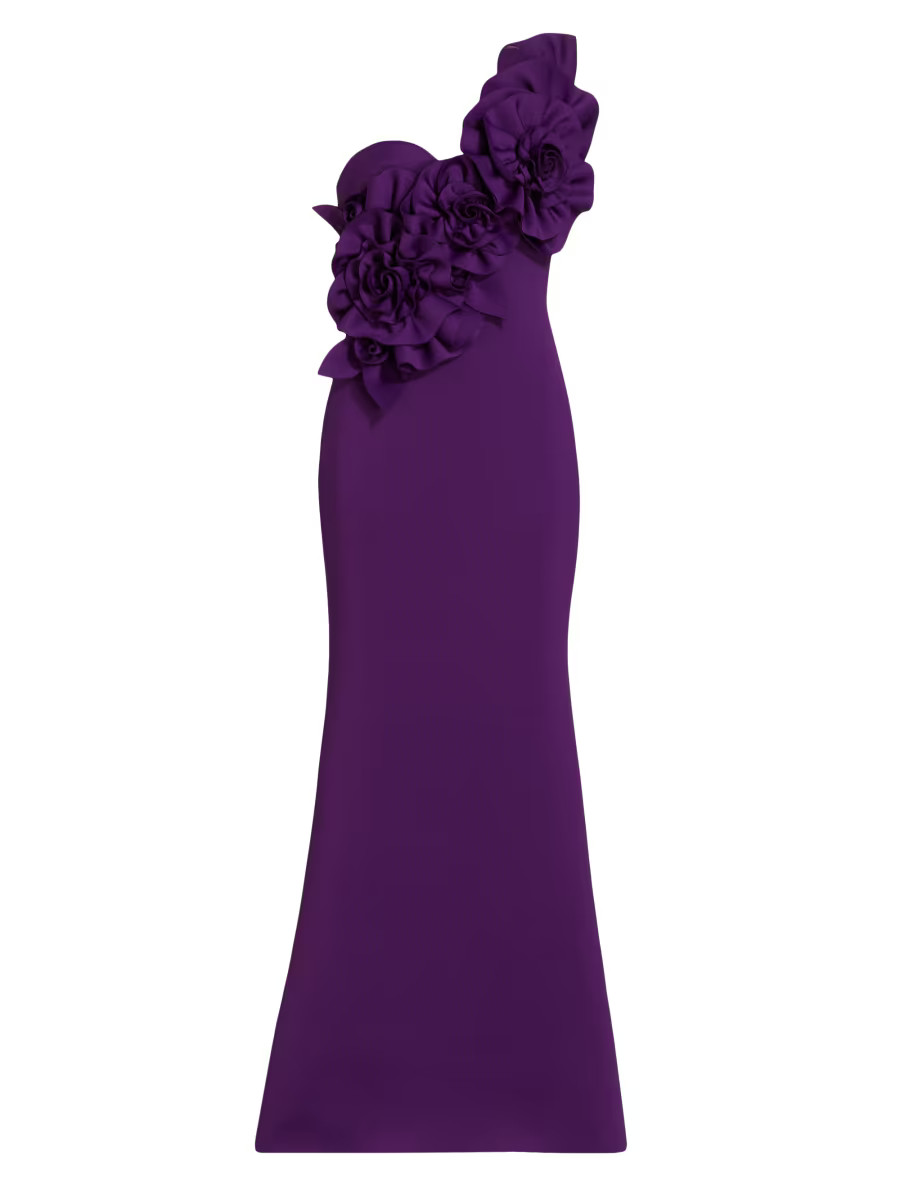 Rosette One-Shoulder Gown | Saks Fifth Avenue