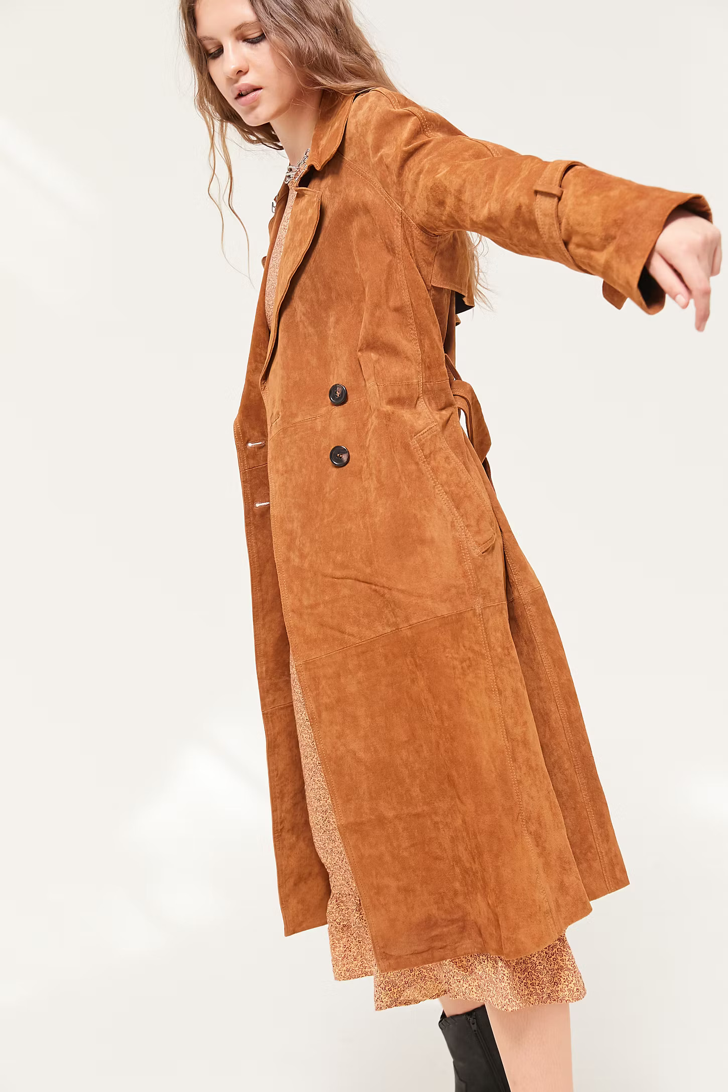 Avec Les Filles Genuine Suede Trench Coat | Urban Outfitters (US and RoW)