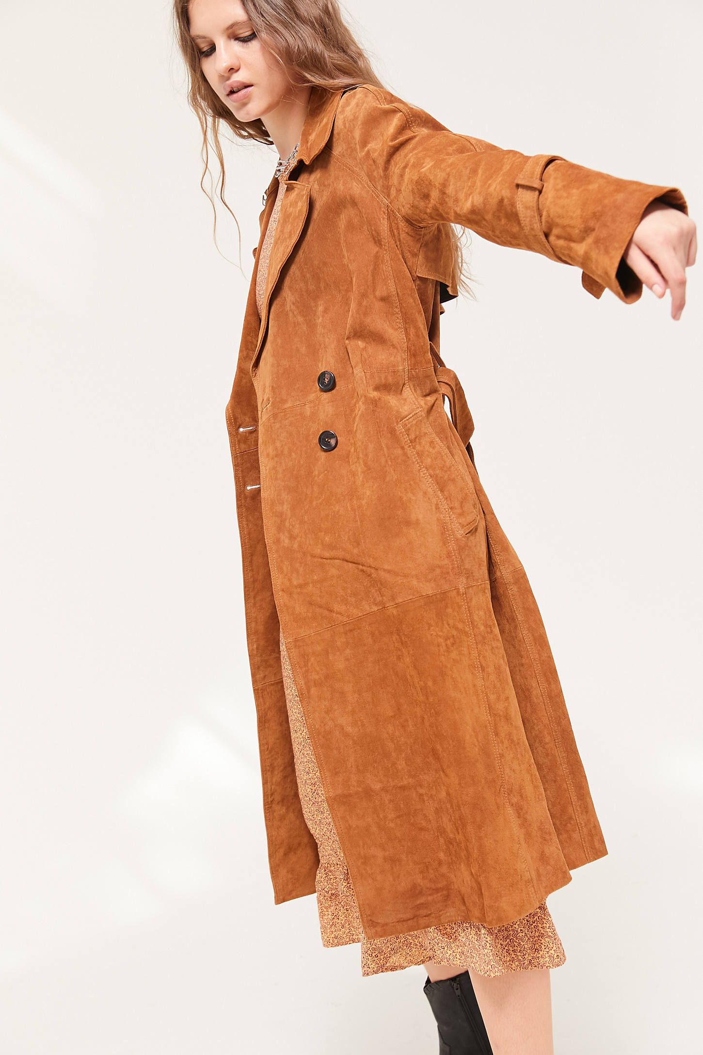 Avec Les Filles Genuine Suede Trench Coat | Urban Outfitters (US and RoW)