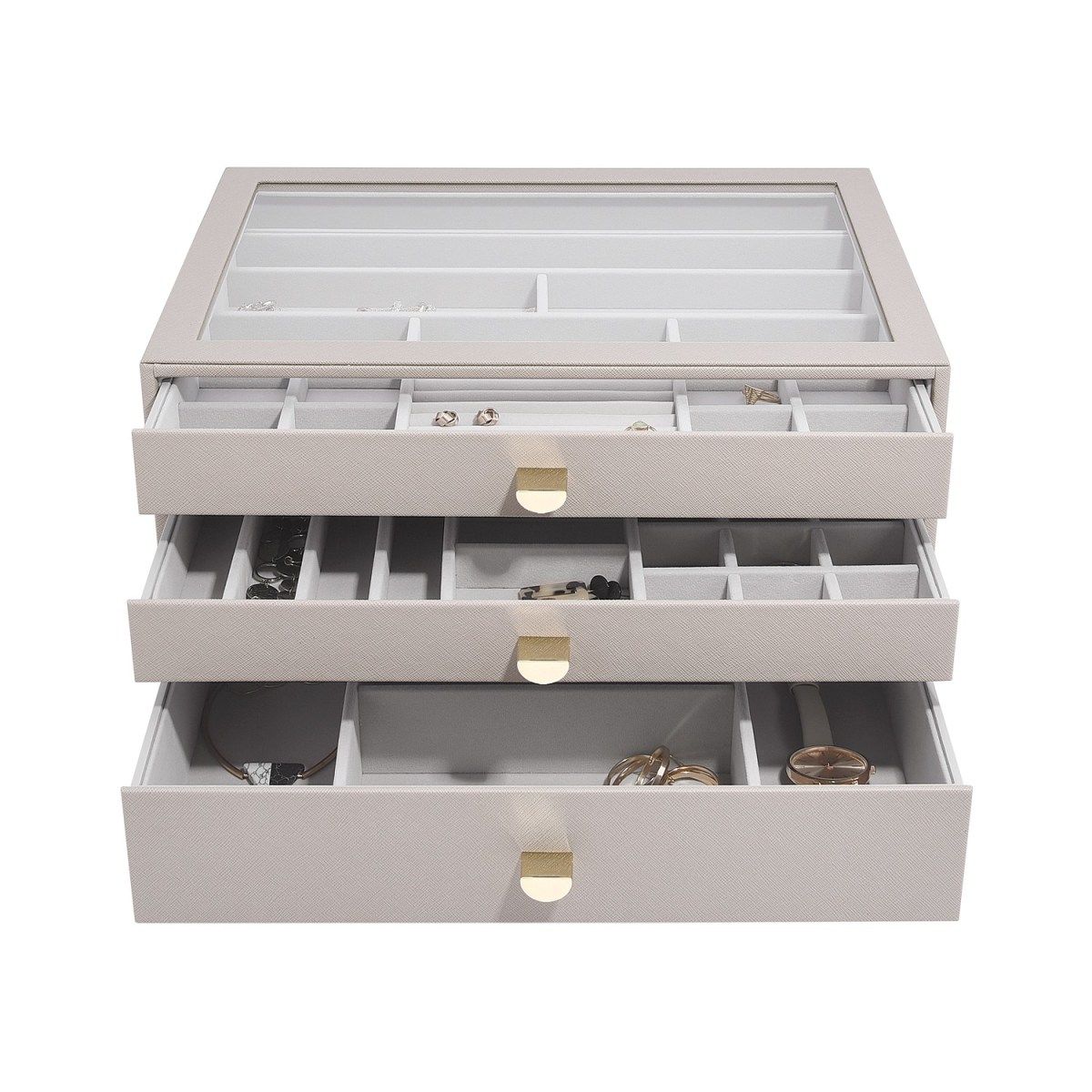 Taupe Supersize Jewellery Box With Drawers | Wolf & Badger (US)