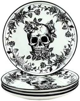 10 Strawberry Street Skull Toile Appetizer Plate, Set of 4 | Amazon (US)