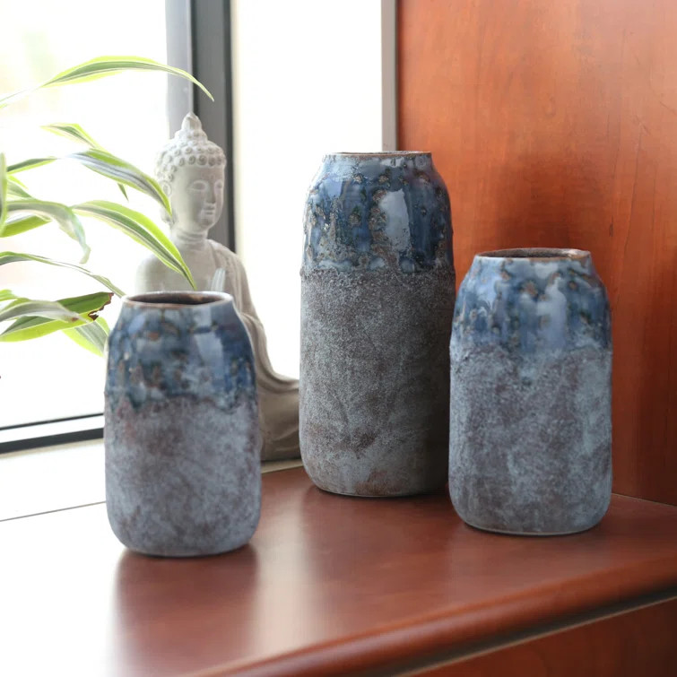 Goetz Gray/Blue Ceramic Table Vase | Wayfair North America