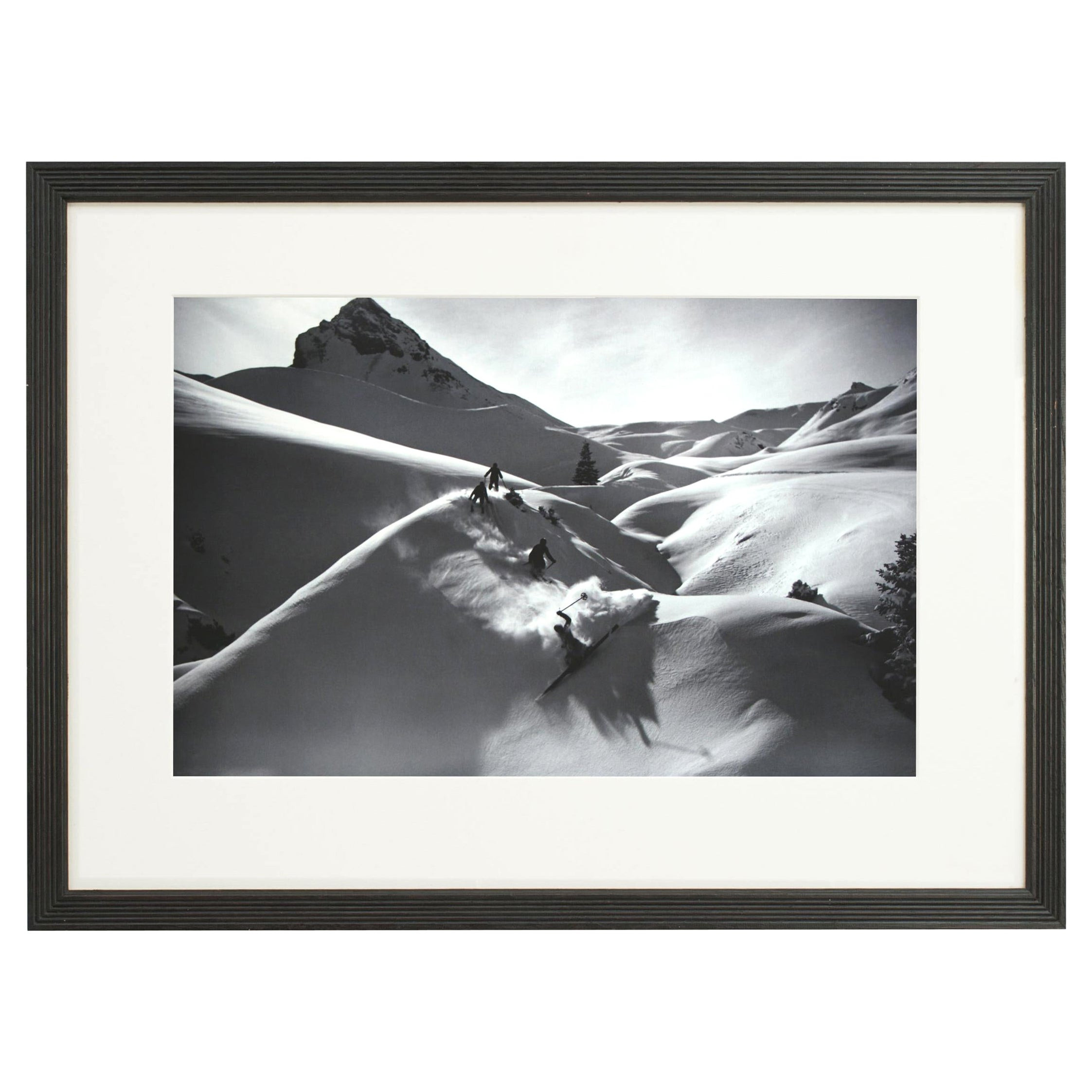 Vintage Style Ski Photography, Framed Alpine Ski Photograph, Virgin Powder | 1stDibs
