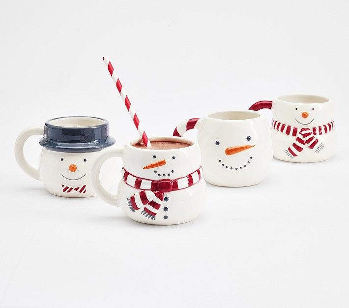 Snowman Shaped Mugs, Set Of 4 | Pottery Barn Kids