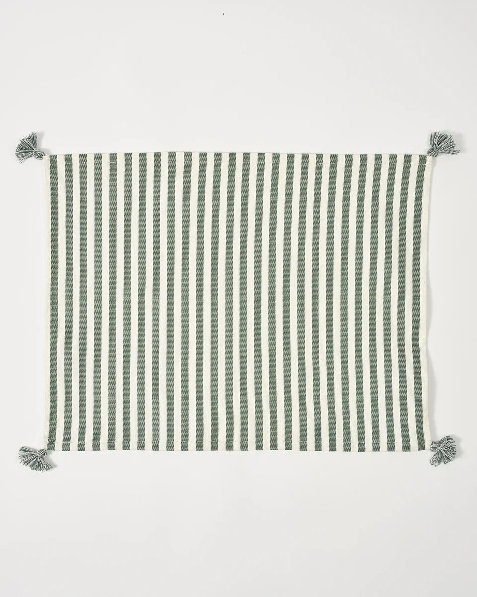 Vera Stripe Placemat, Green | Cabana Magazine