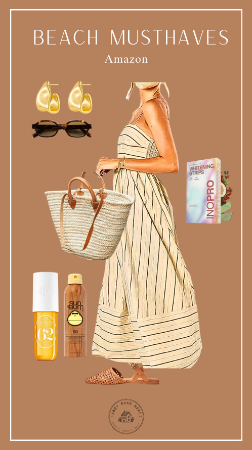 Beach days, but make it chic ☀️🤎

Sharing my go-to Amazon beach must-haves — the striped spring dress I’ll be living in, woven tote, statement gold drops, classic sunnies, SPF essentials + the little extras that make vacation feel effortless. This is the kind of look that goes from poolside to sunset drinks without trying too hard.

Everything is easy, neutral, and re-wearable all season long — the definition of elevated coastal.

#resortwear2026 #vacationoutfitsbeach #springdresses #amazonfashion #amazonfinds #beachstyle #coastalstyle #resortwear #springoutfitideas #ltkstyle #ltkunder100 #vacationstyle 

 