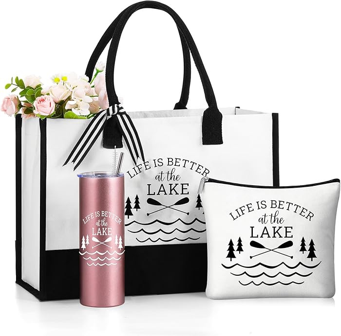 Sieral 3 Pcs Life Is Better at the Lake Gifts for Women 20 oz Tumbler with Text Stainless Steel M... | Amazon (US)