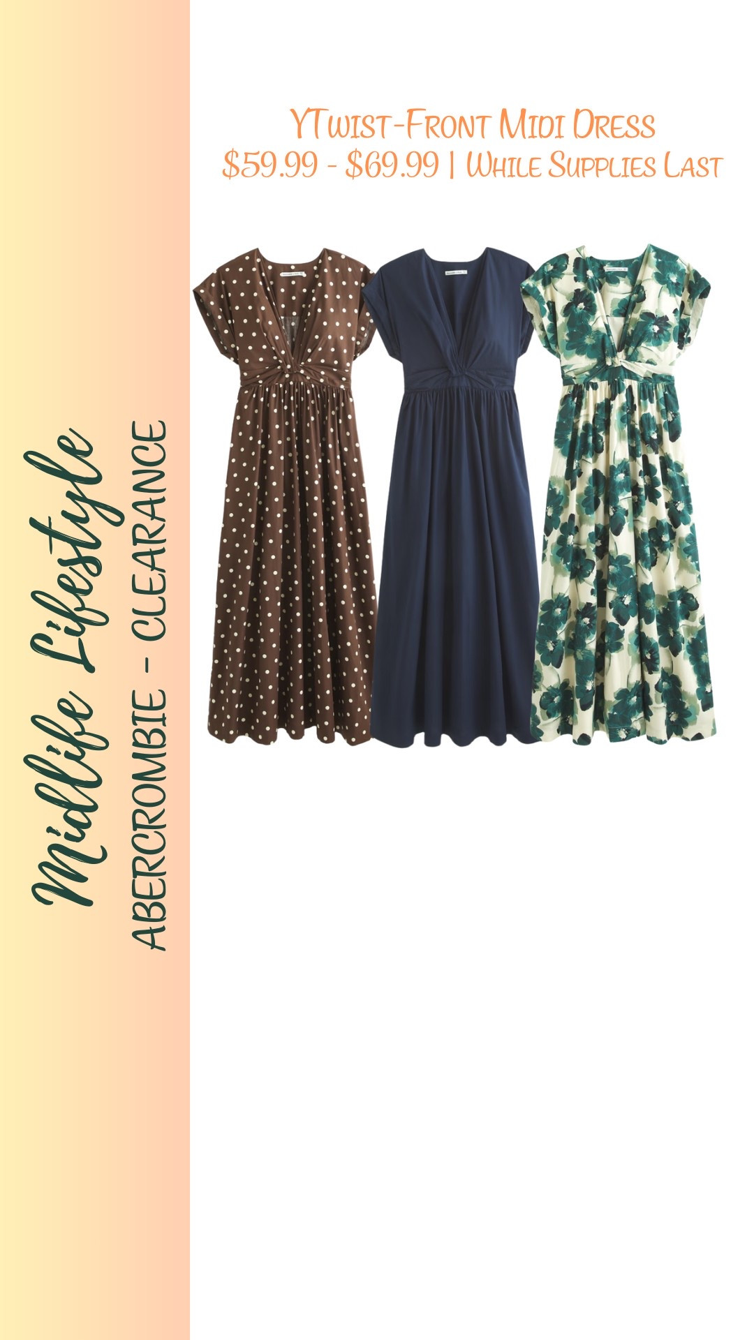 ✨ Abercrombie Twist-Front Midi Dress ✨
Flattering, feminine, and on clearance for $59.99 - $69.99! 😍 A must-have for effortless style this season.

🛍️ Shop now while supplies last!

#Abercrombie #MidiDress #TwistFront #ClearanceFind #FashionDeals #LTKsale #EffortlessStyle #SaleAlert

#LTKSaleAlert #LTKWorkwear #LTKFindsUnder100