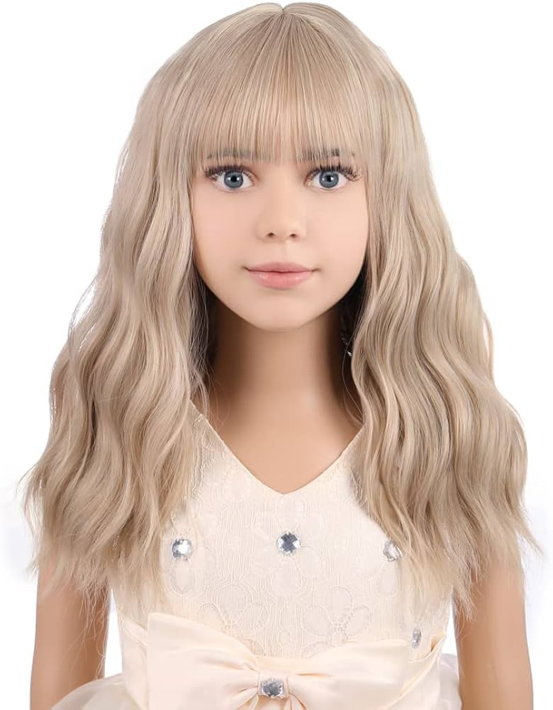Blonde Wig Kids Child Wig Short Wavy Wig with Bangs Flaxen Blonde Wig Synthetic Girls Wig Cosplay... | Amazon (US)