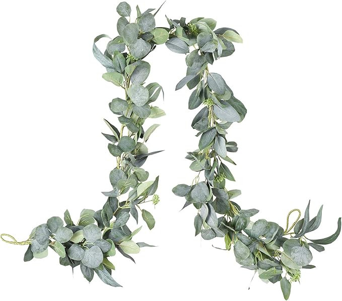 DearHouse 6.2 Ft Eucalyptus Garland Artificial Silk Eucalyptus Leaves Vines Handmade Garland Gree... | Amazon (US)