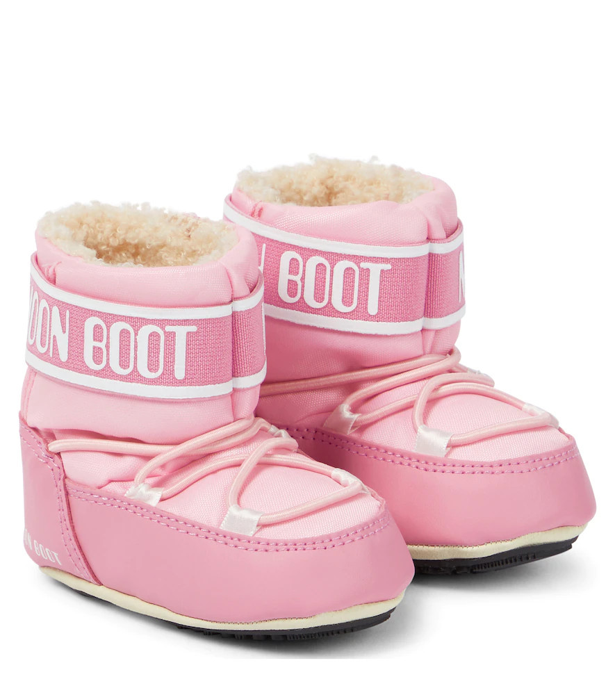 Moon Boot Kids Baby leather-trimmed snow boots | Mytheresa (US/CA)