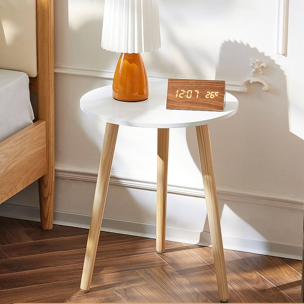 Apicizon Round Side Table, White Nightstand Coffee End Table for Living Room, Bedroom, Small Spac... | Amazon (US)