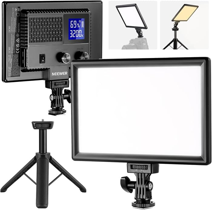 NEEWER 9" LED Video Light Panel, Dimmable DSLR Camera Soft Lighting with Mini Desk Tripod Stand, ... | Amazon (US)