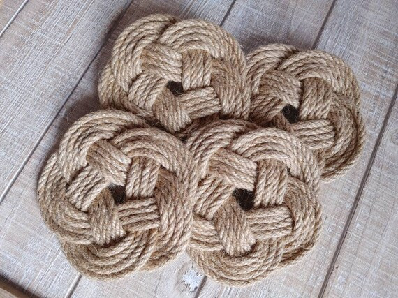 Nautical Coasters  Turks Head Knot  Beach Theme Decor  | Etsy | Etsy (DACH)