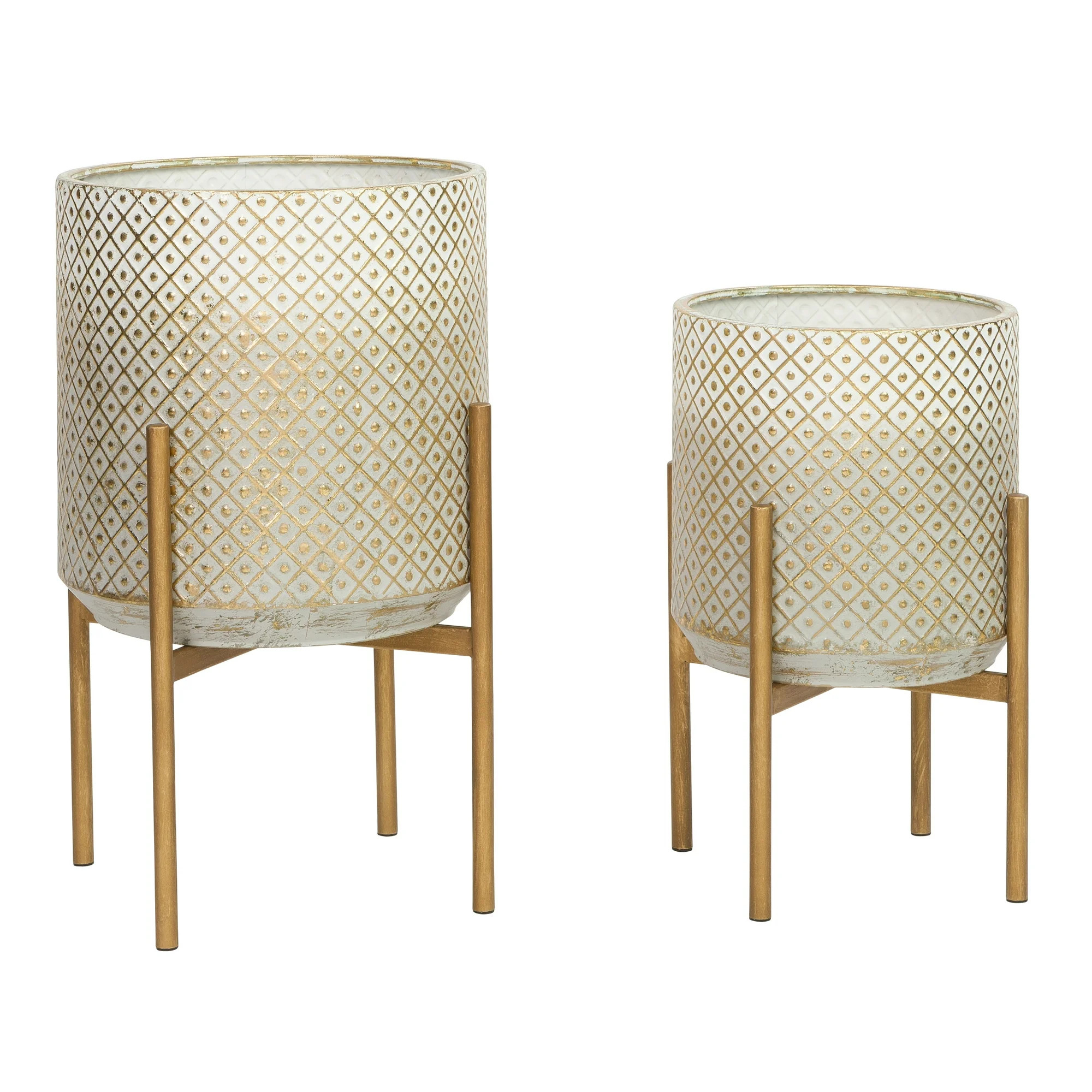 Lacey Bronze Metal Embossed Planters (Set of 2) - Walmart.com | Walmart (US)