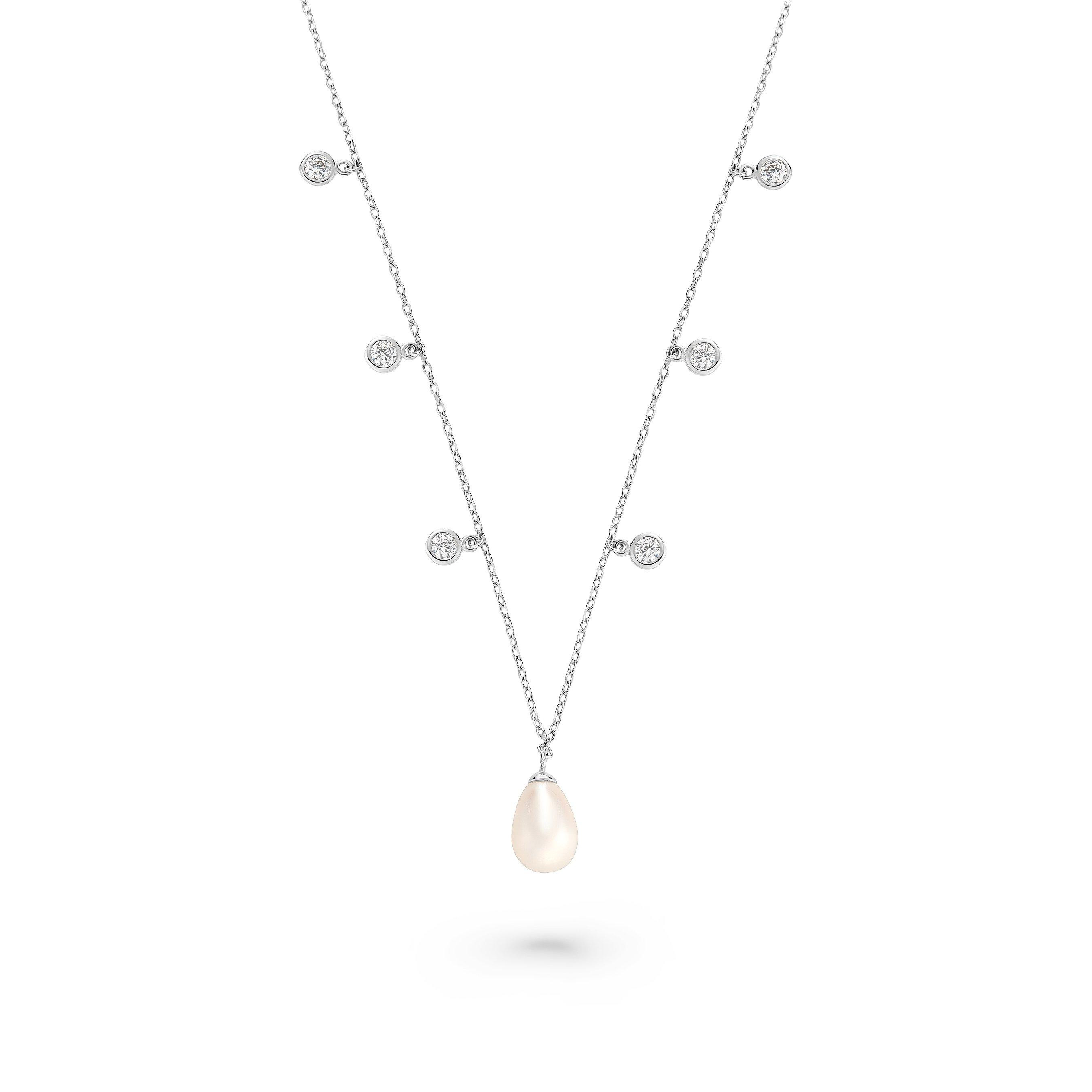 Beaverbrooks Silver Freshwater Pearl Cubic Zirconia Necklace | 0156624 | Beaverbrooks | Beaverbrooks