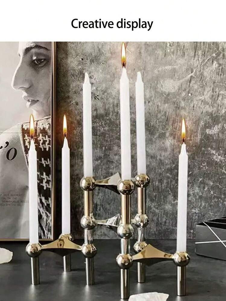 Chrome Modular Candle Stick  | SHEIN