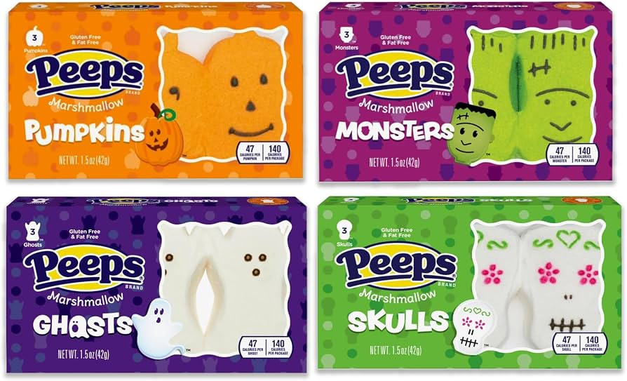 Halloween Peeps Variety Pack of 4 3 of each (Total of 12 Peeps)- Ghost Peeps Marshmallow, Skulls ... | Amazon (US)