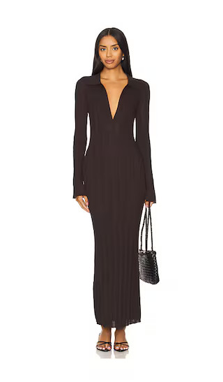 Azula Rib Knit Maxi Dress in Ash Brown | Revolve Clothing (Global)