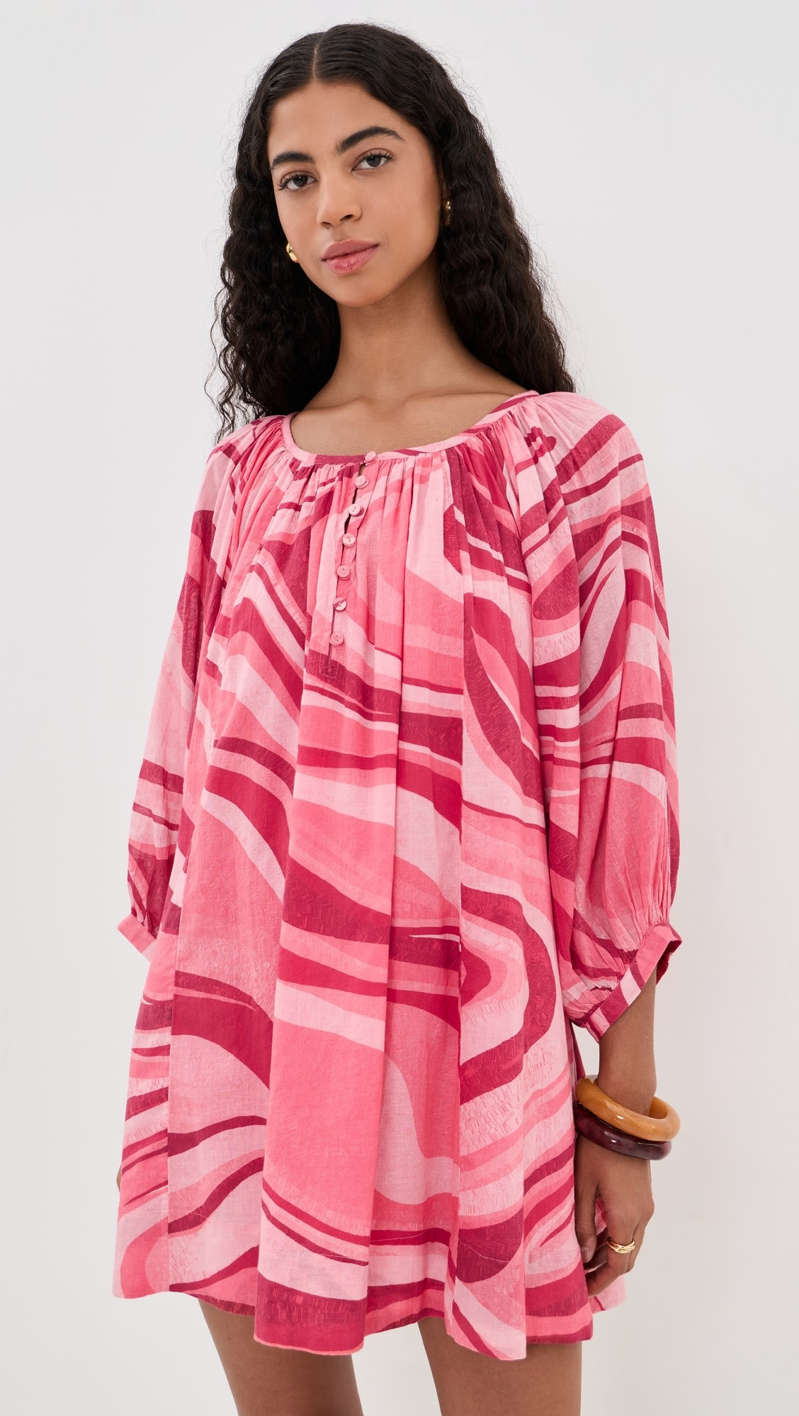 Shirred Half Placket Mini Dress | Shopbop