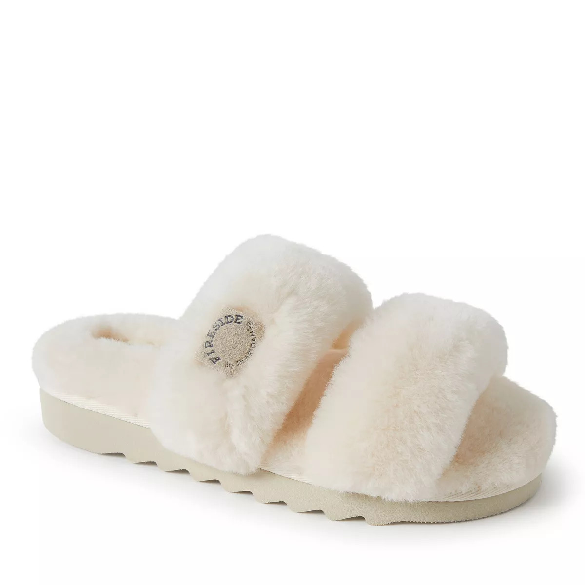 Dearfoams Women's Benalla Genuine Shearling Double Band Slide Slippers | Target