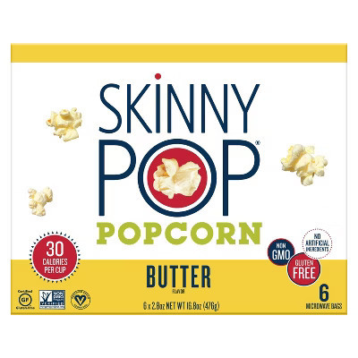 SkinnyPop Butter Microwave Popcorn Multipack - 16.8oz/6ct | Target