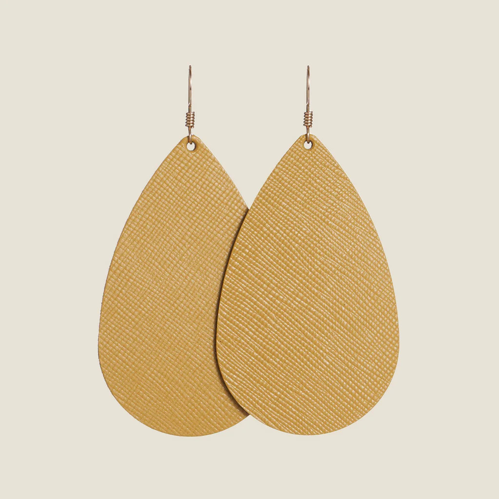 Marigold Teardrops | Nickel and Suede