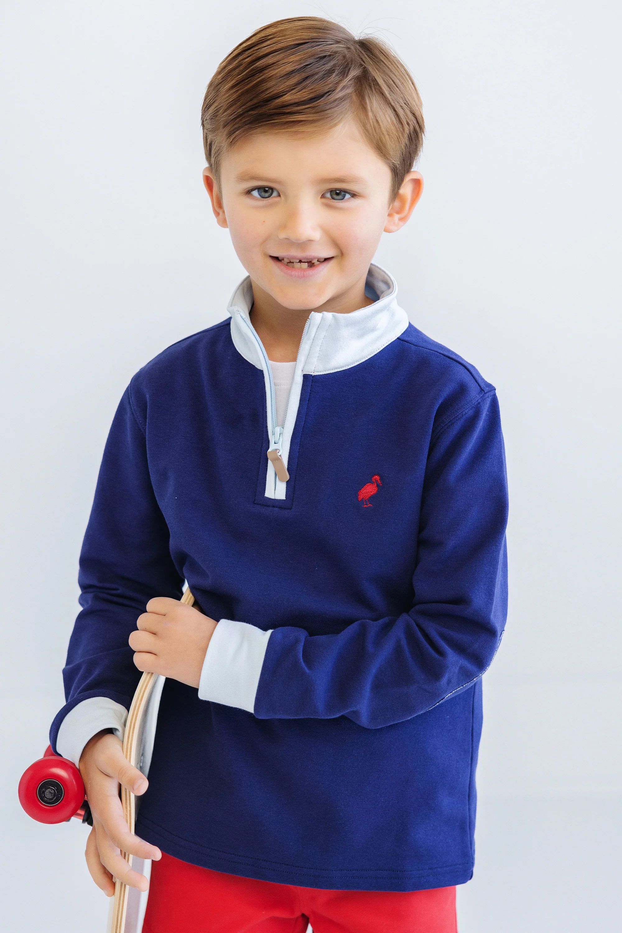 Hayword Half-Zip - Nantucket Navy with Buckhead Blue Trim & Richmond Red Stork | The Beaufort Bonnet Company