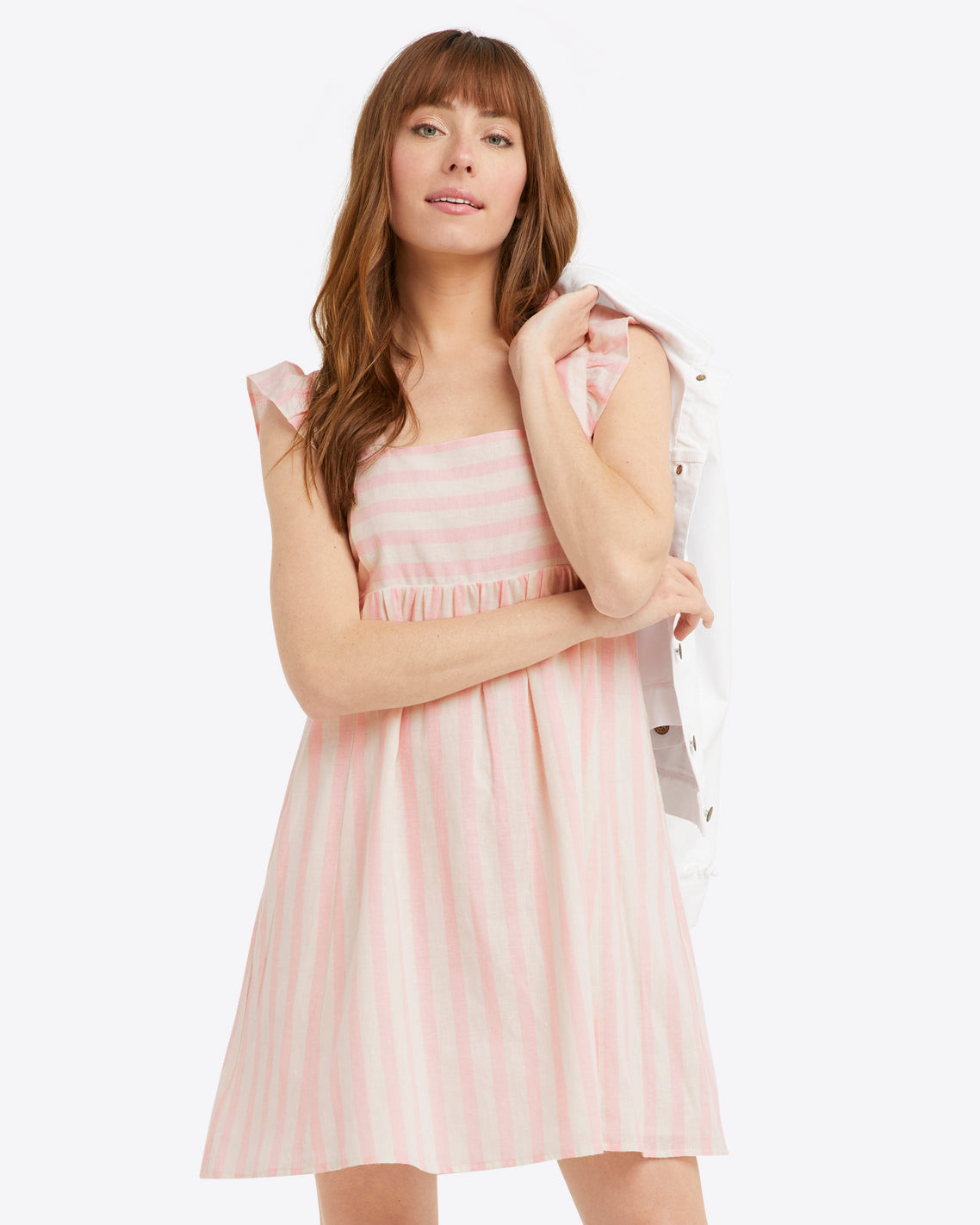Maddie Babydoll Dress in Pink Cabana Stripe | Draper James (US)