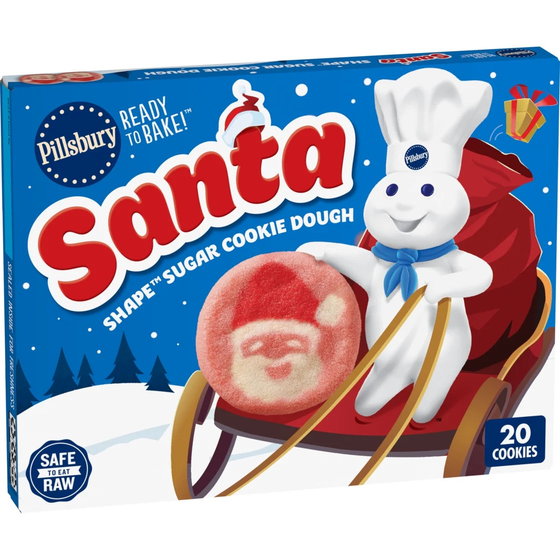 Pillsbury Ready to Bake! Santa Shape Sugar Cookie Dough, 20 Pre-Cut Cookies, 9.1 oz | Walmart (US)