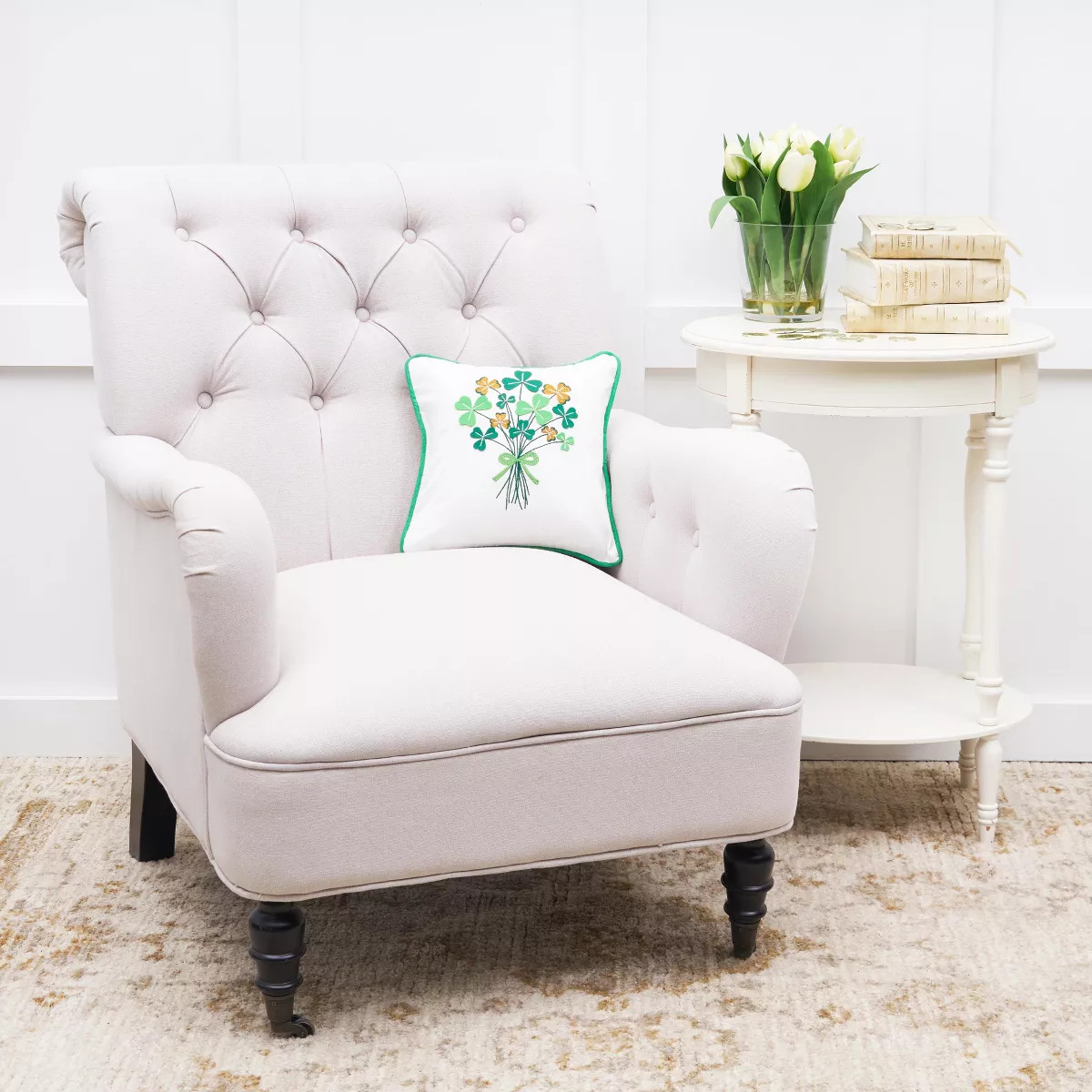 C&F Home St. Patrick's Day Shamrock Bouquet Embroidered Mini Cotton Accent Pillow, 10" x 10" | Target