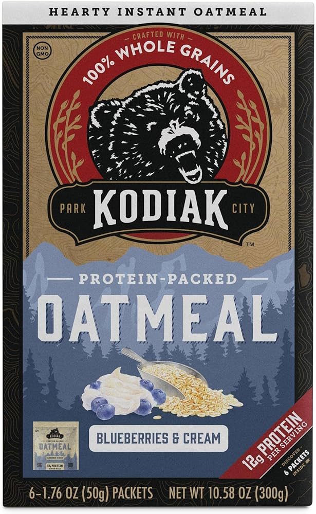 Kodiak Instant Oatmeal Packets, Blueberries & Cream, High Protein, 100% Whole Grains, 1 box with ... | Amazon (US)