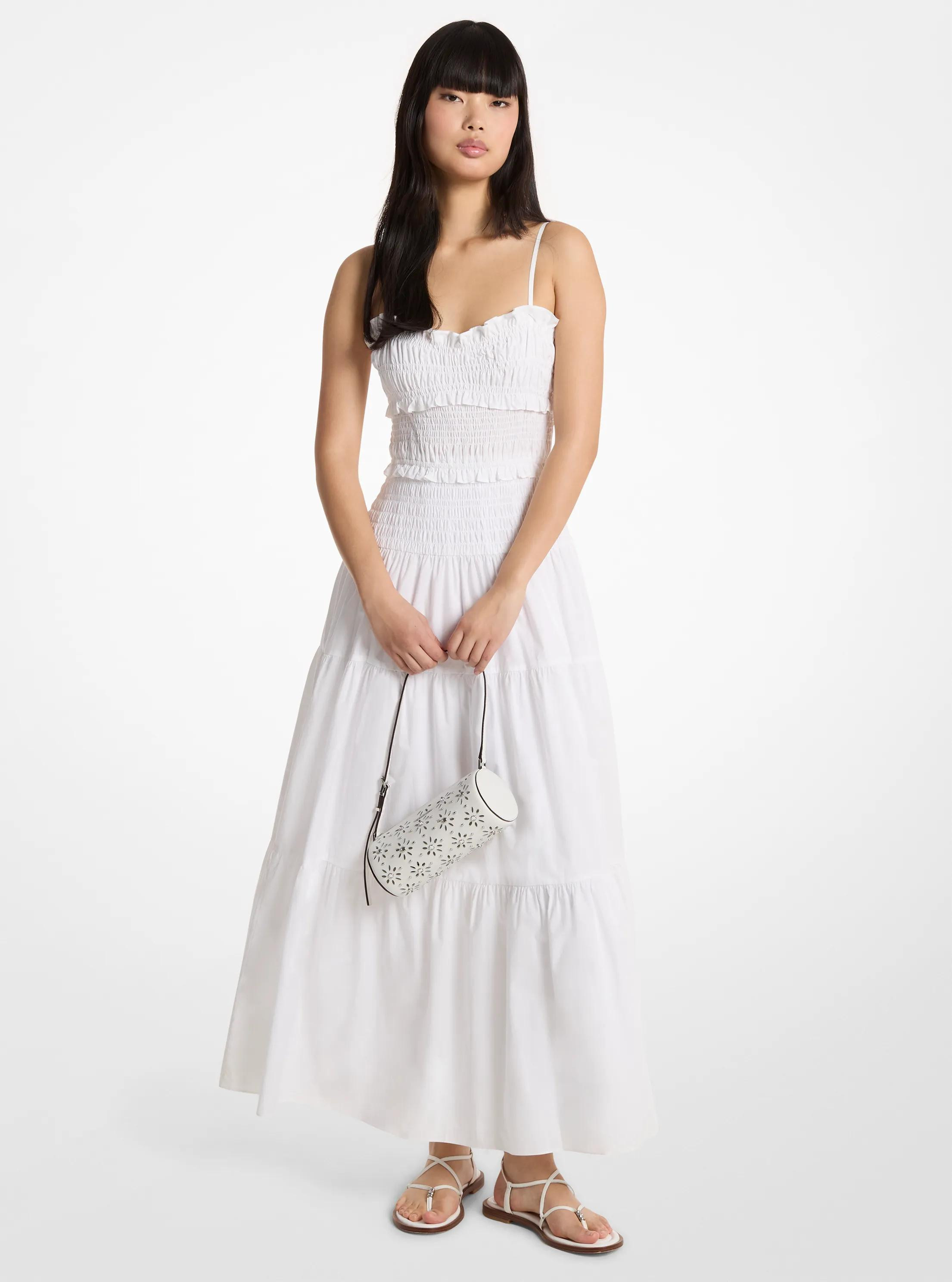 Smocked Cotton Poplin Maxi Dress | Michael Kors US