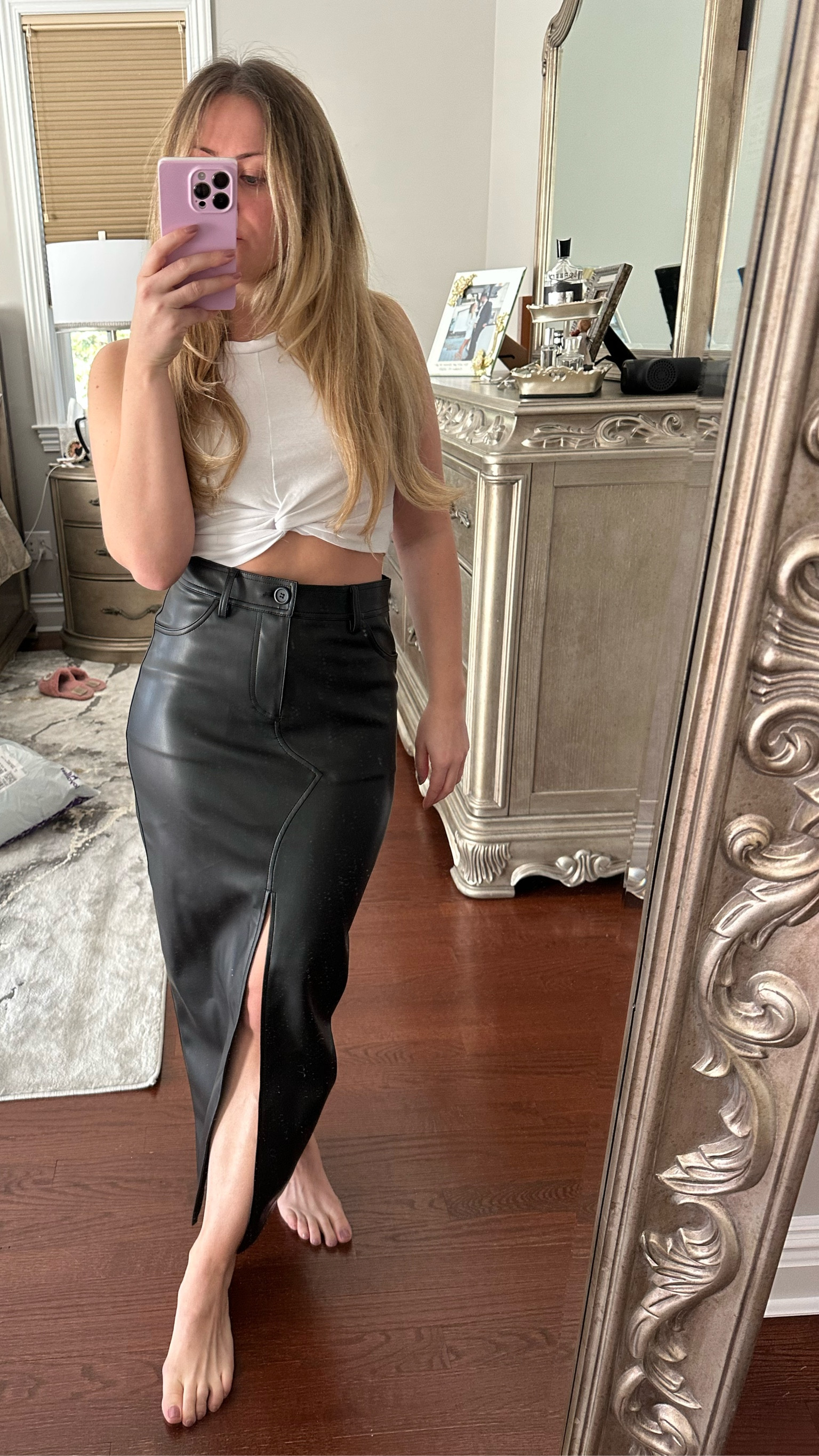 can’t wait to style this leather skirt (wearing a size 2 petite)

#LTKunder100 #LTKFind #LTKSeasonal