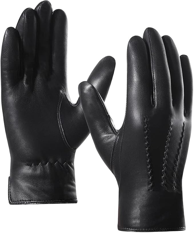Harssidanzar Leather Gloves for Men,Winter Sheepskin Driving Gloves Cashmere Lined | Amazon (US)