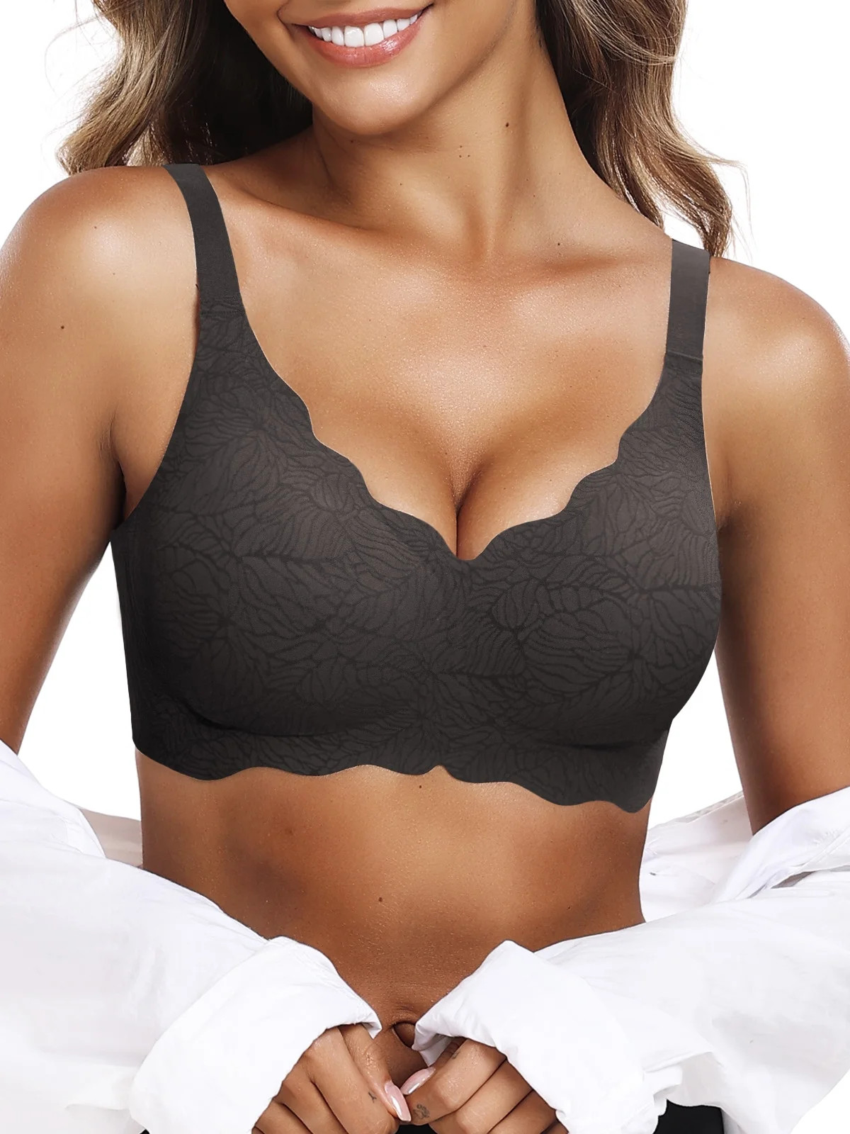 Gleelist Womens Bras Push Up Soft V Neck Bras Wave Comfortable Wireless Bralettes Seamless Bra Sm... | Walmart (US)