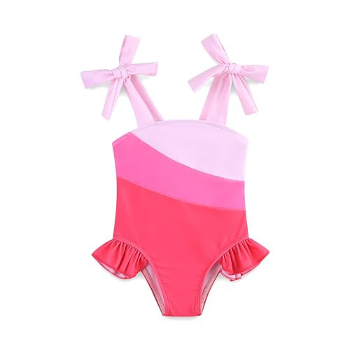 Baby Swimsuit Girl Pink Red Cute Infant One-Piece Bathing Suit 3-6M Summer | Amazon (US)