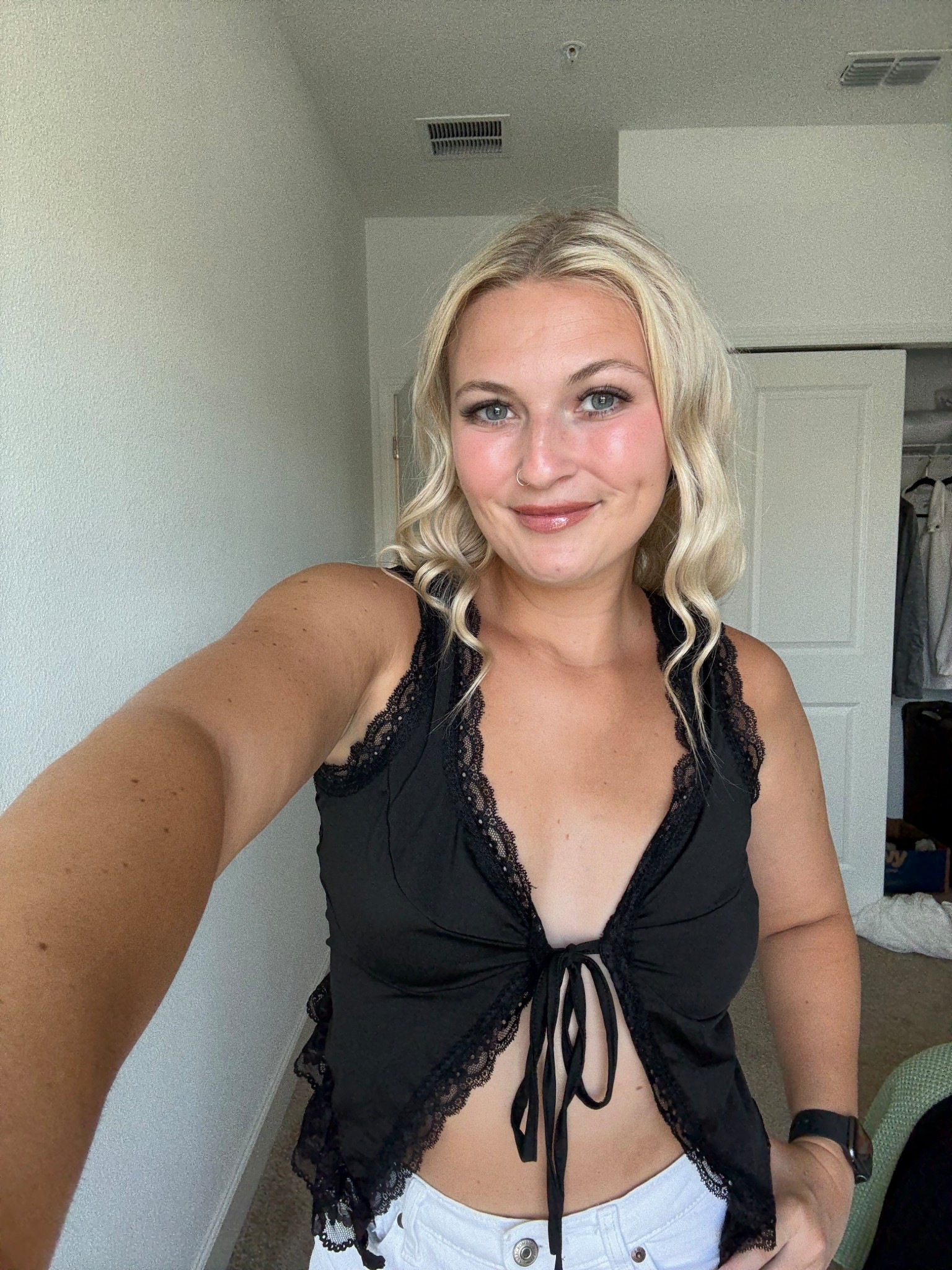 Black lace cutout crop❤️

#LTKSummerEdit #LTKParties #LTKFindsUnder50