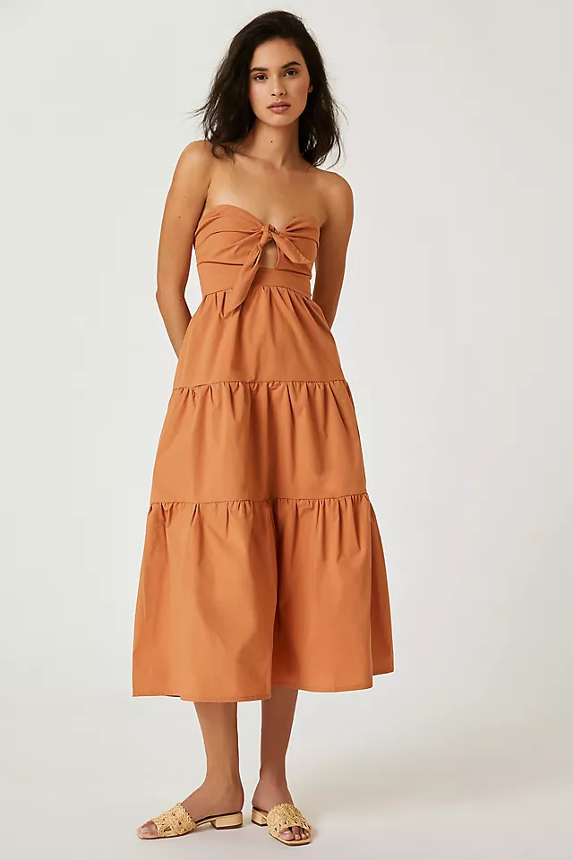 Strapless Tie-Front Midi Dress | Anthropologie (US)