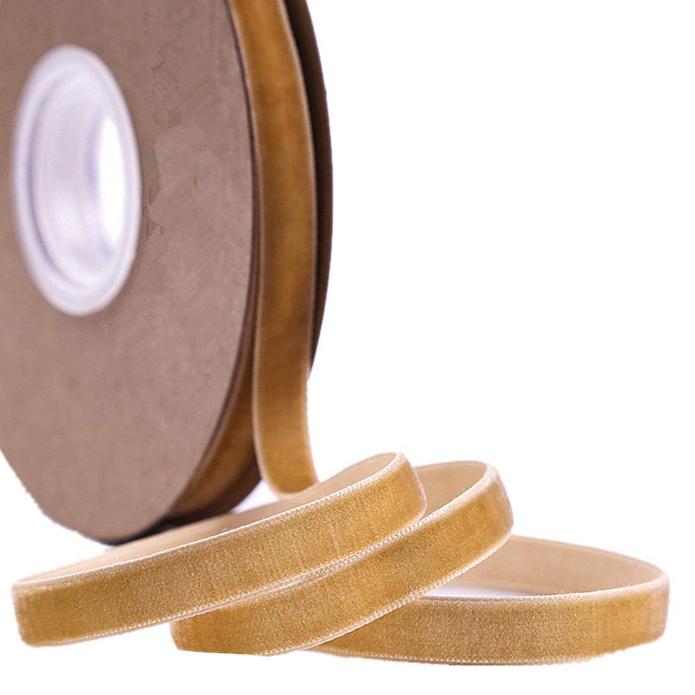 Velvet Ribbon for Crafts, 20 Yard, 3/8, 5/8, 1 Inch Widths, Multicolour (Light Brown, 10mm) | Amazon (UK)
