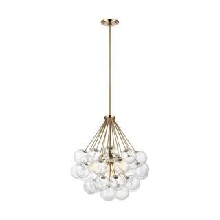 Bronzeville 3-Light Satin Brass Pendant with Seeded Glass Globes | The Home Depot